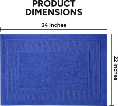 Avalon Towels Blue Bath Mat - 100% Cotton Set of 2 Absorbent Bathmat - Bathroom Mats Quick Dry Bath Mats for Bathrooms (22x34 Inches)