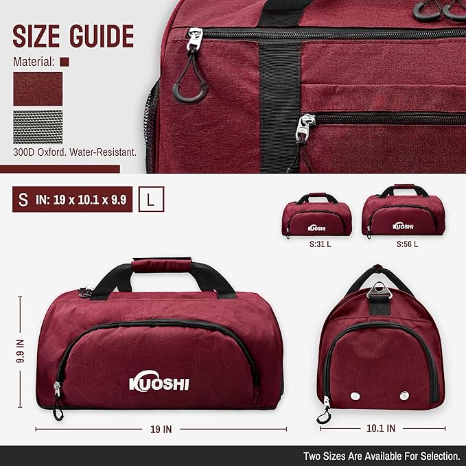 Gym Bag for Men & Women with Shoe Compartment & Wet Pocket, 31L Water Resistant Sports Duffle Bag with Quick-Access Pouch,Multi-Purpose Weekender Overnight Bag