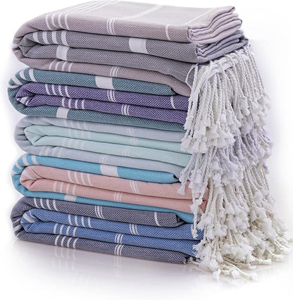 Beach Towel 100% Cotton Turkish Beach Towel Adult 38x70 Inch Pre-washed Absorbent Extra Large|Sand Free Quick Dry BathTowels|Lightweight Blanket|Travel Cruise Camping Spa Gym Yoga Towel|Dapple Grey