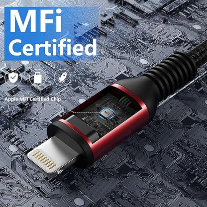 iPhone Charger Cable [Apple MFi Certified] 3Pack 6FT USB-A to Lightning Cable Nylon Braided Fast Charging Cord Compatible with iPhone 14/13/12/11 Pro Max/XR/XS/X/8/7/Plus/6S iPad/iPod/AirPods