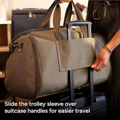 Halfday Convertible 2-in-1 Garment Duffel Weekender Bag 40L | Wrinkle-Free Travel, Hanging Suit Compartment, Shoe Pockets, Trolley Sleeve. Durable & Water-Resistant Carry-On, Shadow