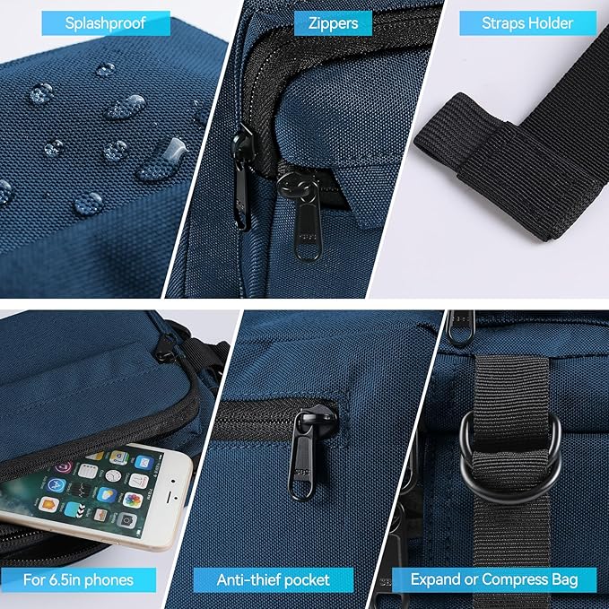 AGPTEK Fanny Pack for Women Men, RFID Large Capacity Waist Wallet Bag, Adjustable & Waterproof Bum Belt Pouch for Travel, Running, Shopping, Hiking, Dog Walking, Cycling, Climbing