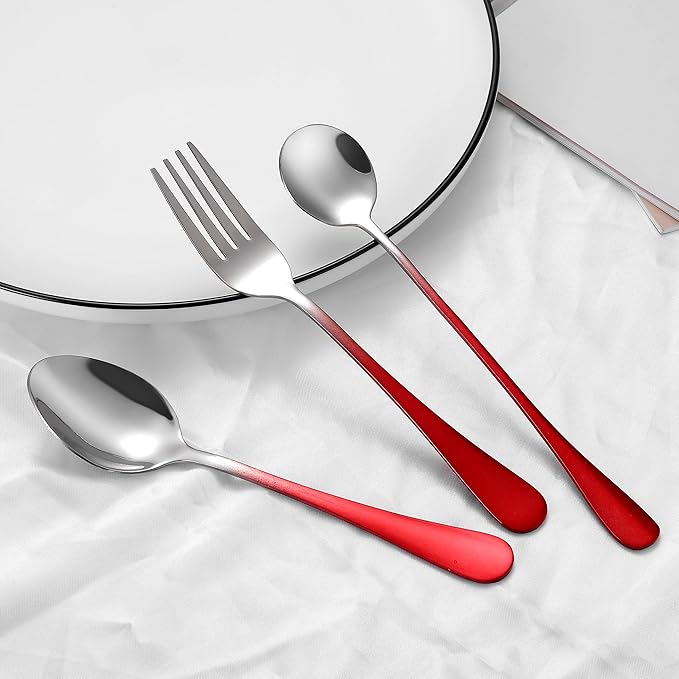 Travel Utensils,Reusable Silverware Set To Go Portable Cutlery Set with a Waterproof Carrying Case for Lunch Boxes Workplace Camping Picnic (GraRed)