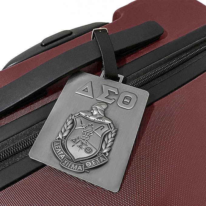 Delta Sigma Theta Sorority Paraphernalia - Official Vendor - Travel Luggage Tags - Set of 2 - Greek Letters and Shield