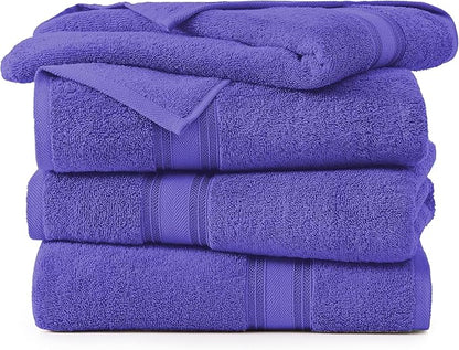 LANE LINEN 100% Cotton 4 Pack Bath Towels Set (30"x60") - Zero Twist, Large Cotton Towels for Bathroom - Quick Dry, Soft & Absorbent Bath Towel Set - Remains Fluffy After Multiple Washes - Blue Irish