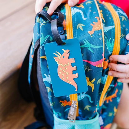Wildkin Kids Luggage Tags – Set of 2, Durable Bag Tags w/Info Card for Suitcases & Backpacks - Jurassic Dinosaurs