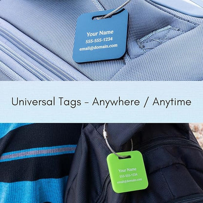 Custom Luggage Tags (3 or 6 Pack) - Personalized Unique Suitcase & Backpack Travel, Durable, Waterproof & Heavy Duty (Red)