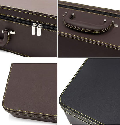 Jewelry Trays stacks Carriable with Handle Zipper Box Organizer Faux-Leather Accessory Case Storage(L6 Layers)