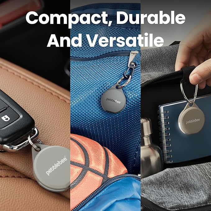 Pebblebee Clip 5 | Rechargeable Bluetooth Tracker Tag for Keys & Bags | Alternative to Air Tag & Android Trackers | 130 dB Siren, Bright LED Strobe, 12-Month Battery, Alert Safety Mode & Phone Finder