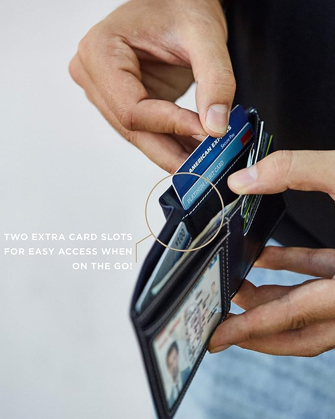 SERMAN BRANDS Mens Slim Bifold Wallet RFID Blocking Minimalist Front Pocket Wallets for Men - Thin & Stylish