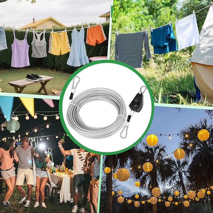 Windspeed 50Ft Retractable Clothesline Outdoor Heavy Duty Travel Clothesline Retractable Clothes Line for Outside Travel Camping Clothes Line, Galvanized Steel Material, with 10 Clips, Storage Bag