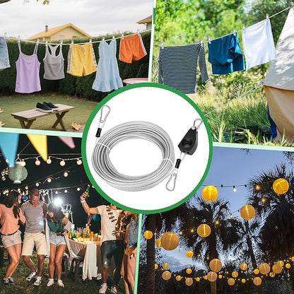 Windspeed 50Ft Retractable Clothesline Outdoor Heavy Duty Travel Clothesline Retractable Clothes Line for Outside Travel Camping Clothes Line, Galvanized Steel Material, with 10 Clips, Storage Bag