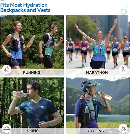 MARCHWAY Soft Hydration Flask with Wide Mouth, 300ml/500ml Collapsible TPU Water Bottle, Leakproof Portable Flexible for Running, Hiking, Cycling, Climbing, Gym, Travel (2pcs White 500ml)