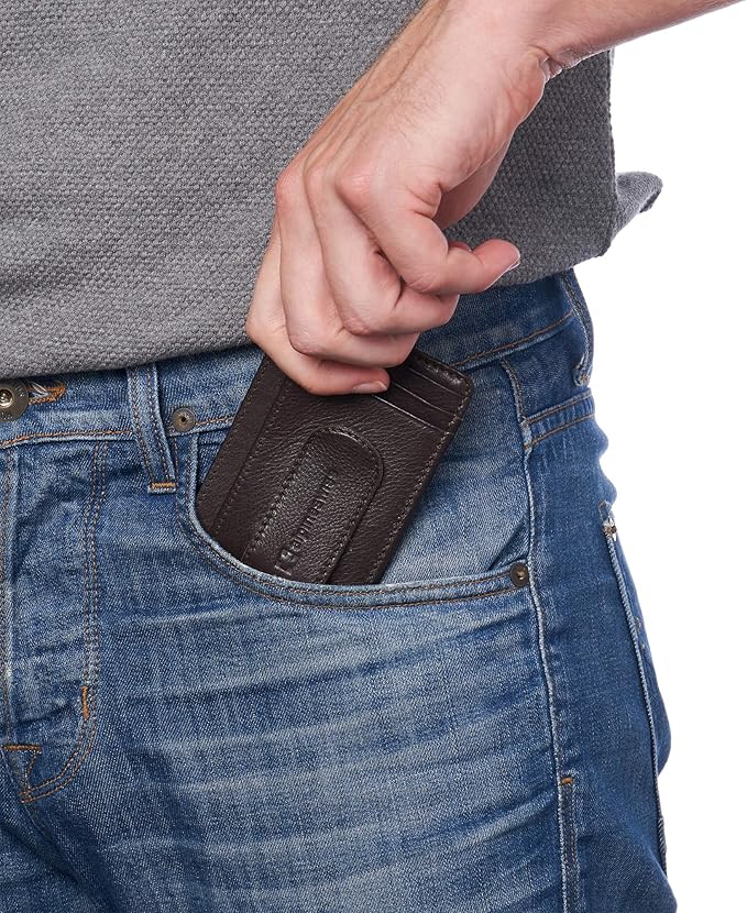 Alpine Swiss RFID Dermot Money Clip Front Pocket Wallet For Men Leather Comes in a Gift Box Brown