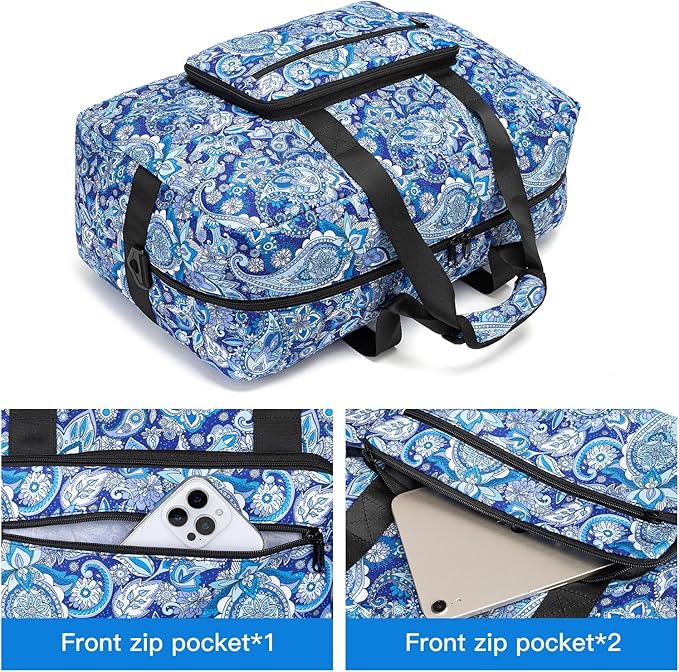 F.FETIVIN Weekender Bag Carry On Travel Duffle Bag Medium Overnight Bag for Women (Blue Paisley)