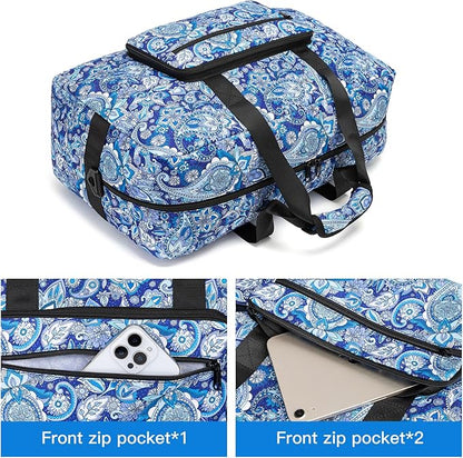 F.FETIVIN Weekender Bag Carry On Travel Duffle Bag Medium Overnight Bag for Women (Blue Paisley)