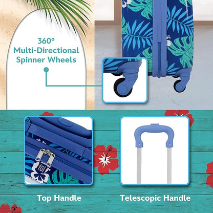 FUL Disney Stitch 21 Inch Kids Carry On Luggage, Hardshell Rolling Suitcase with Spinner Wheels, Blue