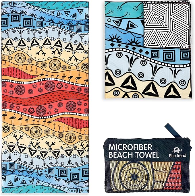 Quick Dry Towel Extra Large 78x35 Inch - Microfiber Beach Towel - Perfect for Beach, Travel, Swimming, Pool, Yoga, Hiking, Camping - Lightweight, Fast Drying, Compact for Adults (The Wild)