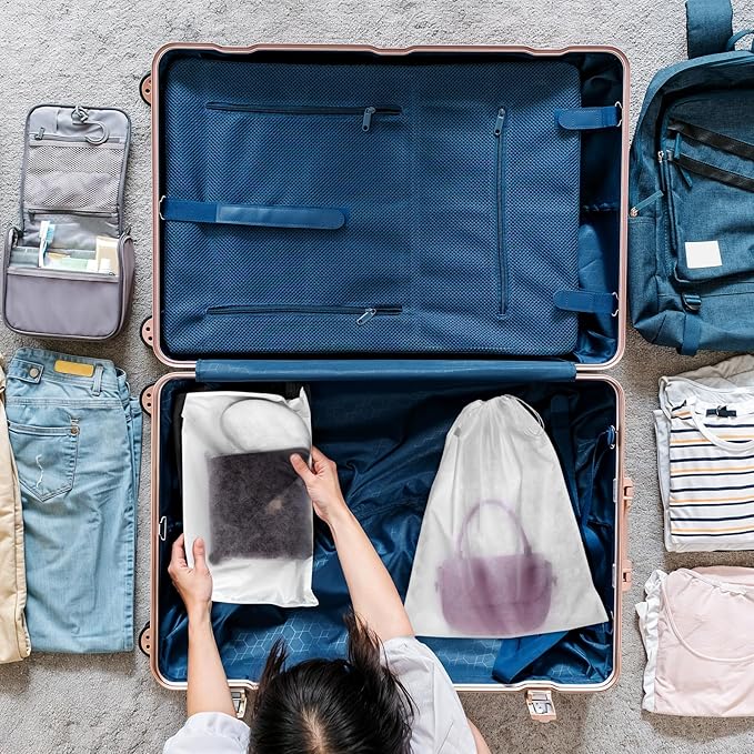 100pcs Dust Bags for Purses Storage Bags for Handbags Drawstring Purse Covers for Dust and Storage 15.7in x 18.89in Breathable Non-woven Fabric Storage Pouch String Bag Travel Shoe Dust Bags