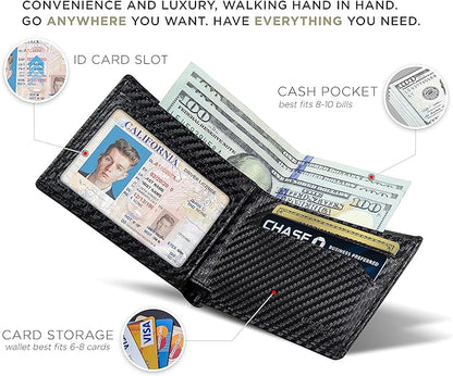 SERMAN BRANDS Mens Slim Bifold Wallet RFID Blocking Minimalist Front Pocket Wallets for Men - Thin & Stylish