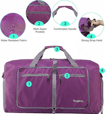 Woogwin Travel Duffel Bag Large Foldable Waterproof Overnight Bag for Beach Swim Bags Pool Sports Gym