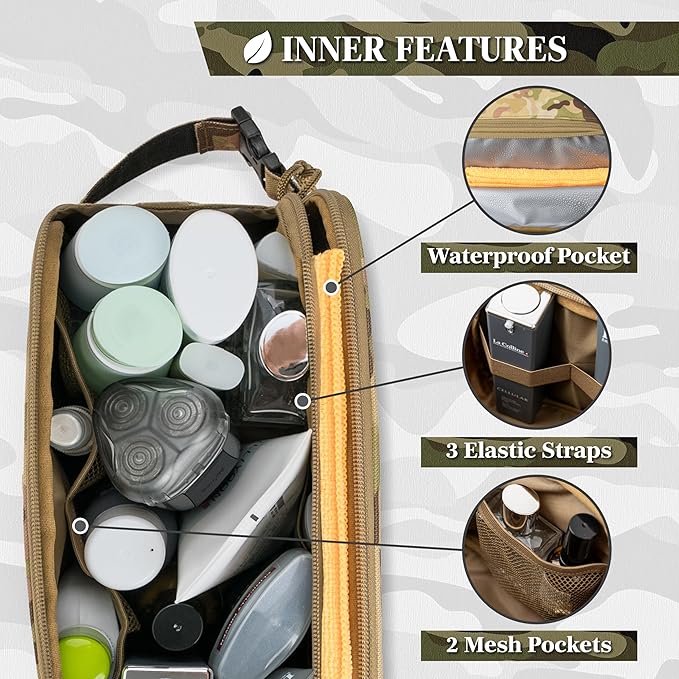 PAVILIA Extra Large Tactical Toiletry Bag for Men, Travel Hygiene Bag, Military Gear Dopp Kit, Molle Accessories Pouch, Shaving Grooming Essentials Gym Bathroom Shower Toiletries Tool EDC, Camo XL