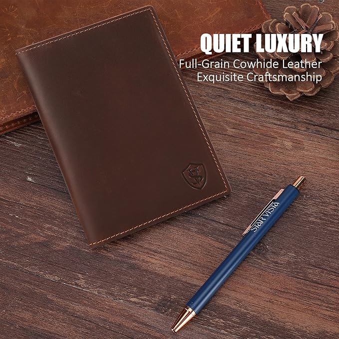 STAR VISTA Albatross Leather Travel Passport Holder, Minimalist Design, Full Grain Leather Case for Men and Women - Slim Passport Wallet, Bifold, RFID Blocking