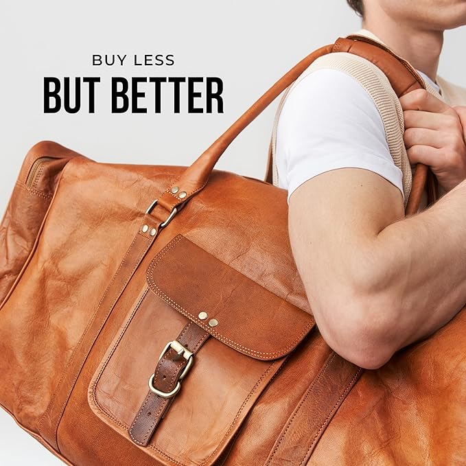 Berliner Bags Vintage Genuine Leather Duffle Bag New York XXXL for Travel or the Gym, Weekender, Travel Bag, Overnight Bag for Men and Women - Brown