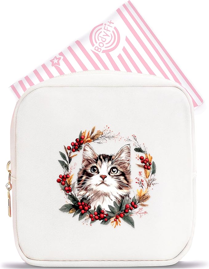 Cat Mini Makeup Bag, Cat Gift For Women Girls, Cute Portable Zipper Pouch Cosmetic Bag For Teen Girls Kids, Small Storage Bag For Sanitary Pad, Period napkin bag!