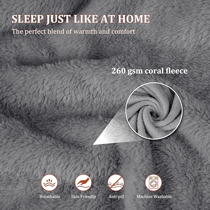 Tirrinia Soft Travel Blanket Pillow, 3-in-1 Foldable Airplane Throw Blanket, Long Flight Essentials, Car Pillow, Lightweight Travel Accessories