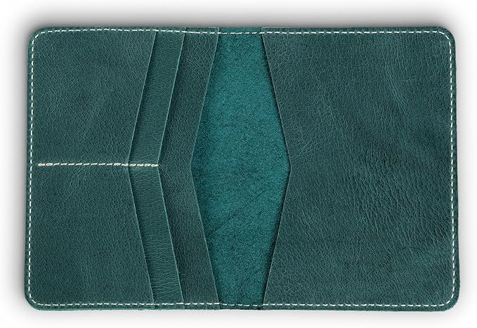 PEGAI Personalized Leather, Passport Holder For Travel | Handmade Passport Wallet Cover Case | Travel Document Holder, Passport Cover for Men, Women, and Family | Pike (Turqoise)