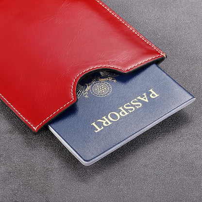 HISCOW Minimalist Passport Sleeve - Italian Calfskin (Antiqued Red)