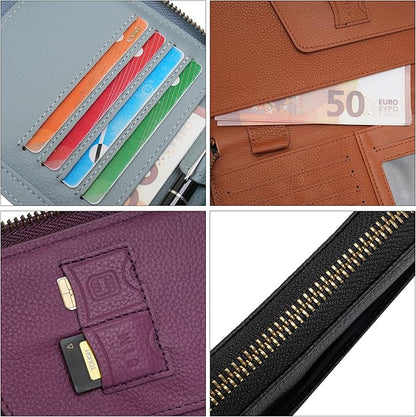 WASON Leather Zipper Travel Passport Wallet Holder RFID Blocking Cover, Passport case Pocket Slot for Card, Cash, ID, Boarding Pass and Ticket for Men, Women and Family Trips (Purple)