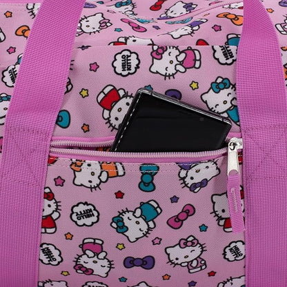 Hello Kitty Duffle Bag, 16” Travel Sleepover Bag for Girls, Weekender Bag, Pink Dance Bag