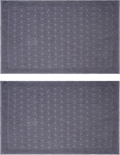 BAGNO MILANO Turkish Bath Towels, Soft Plush Jacquard Luxury Bath Towels, Quick Dry Towel Set (Charcoal, 2 Pcs Bathmat Set)