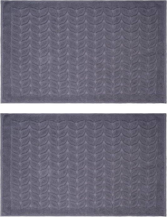 BAGNO MILANO Turkish Bath Towels, Soft Plush Jacquard Luxury Bath Towels, Quick Dry Towel Set (Charcoal, 2 Pcs Bathmat Set)