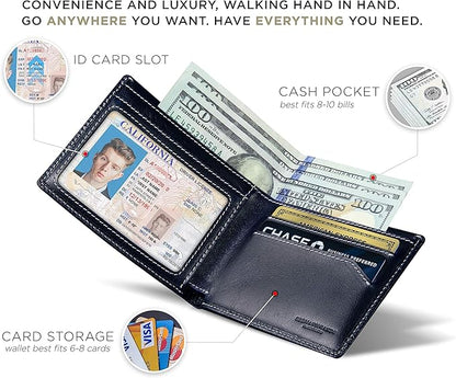 SERMAN BRANDS Mens Slim Bifold Wallet RFID Blocking Minimalist Front Pocket Wallets for Men - Thin & Stylish