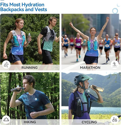 MARCHWAY Soft Hydration Flask with Wide Mouth, 300ml/500ml Collapsible TPU Water Bottle, Leakproof Portable Flexible for Running, Hiking, Cycling, Climbing, Gym, Travel (2pcs Grey 300ml)