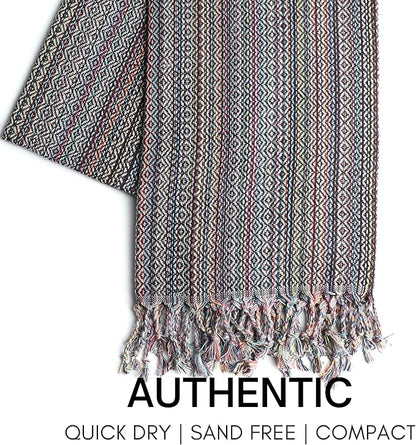 BAY LAUREL Turkish Beach Towel with Travel Bag 39 x 71 Quick Dry Sand Free Lightweight Large Oversized Towels Light