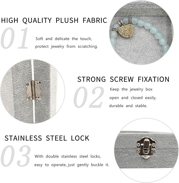 Stratalife Velvet Jewelry Organizer 24 Grid Jewelry Tray with Clear Glass Lid Display Showcase Storage Organizer Box for Earring Necklace Rings Dice Gray (24 Grids)