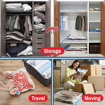 10 Pack Small Vacuum Storage Bags for Comforters, Blankets & Clothes – Vacuum Sealed Compression Bags with Hand Pump – Space Saver Storage Bags for Bedding, Moving, Travel & Organization