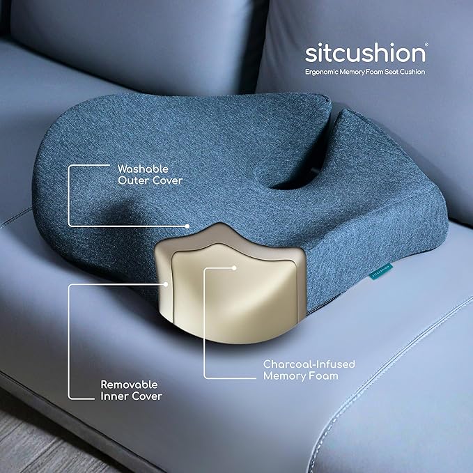 Ergonomic Office Chair Cushion for Sciatica Pain Relief, Computer Chair Cushion for All Day Comfort, Extra Large Seat Cushions for Office Chairs, Orthopedic Coccyx Cushion for Car & Wheelchair(Black)