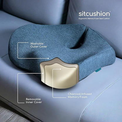 Ergonomic Office Chair Cushion for Sciatica Pain Relief, Computer Chair Cushion for All Day Comfort, Extra Large Seat Cushions for Office Chairs, Orthopedic Coccyx Cushion for Car & Wheelchair(Black)