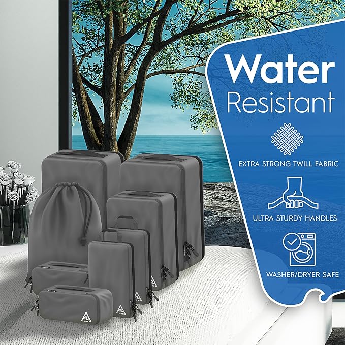 8-Piece Luxury Compression Packing Cubes & Bags for Travel – Maximize Space in Luggage with HybridMax Double-Capacity Design, 50 Luggage Tags, Deluxe Set, Lifetime Satisfaction Suitcase Organizer Bags