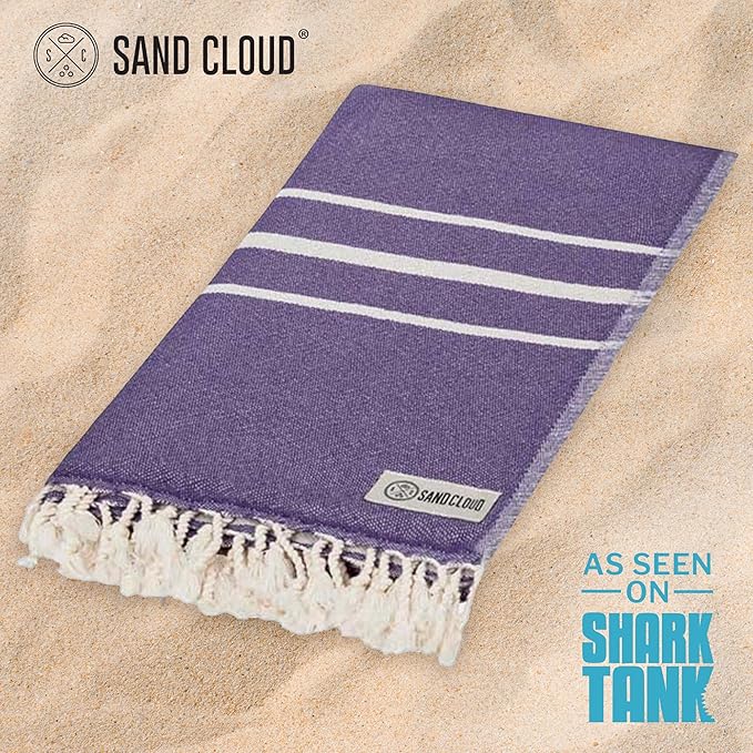 Sand Cloud Turkish Beach Towel - Sand Free - 100% Organic Turkish Cotton Yarn - Quick Dry Towel for Beach, Picnic, Blanket or Bath Towel - As Seen on Shark Tank - Santa Fe (Purple)