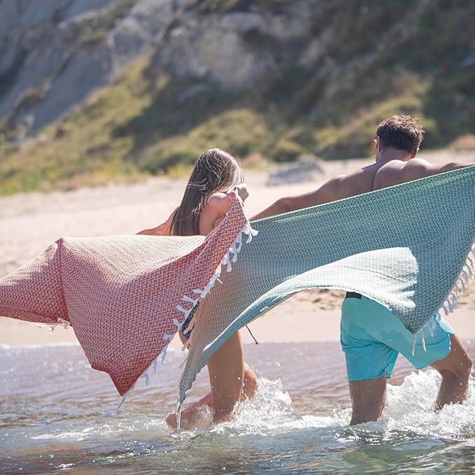 Bazaar Anatolia Turkish Beach Towel 100% Cotton Bath Towels Oversized Quick DryBathroom Towels Sand Free Camping Blanket 71x39 inches - Ethnic Maroon