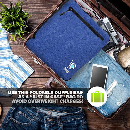 Bago Large Foldable Duffel Bags for Traveling Women & Men - 120L Packable Duffle Bag for Travel with Shoe Compartment - Water Repellant, Heavy Duty, Lightweight Folding & Collapsible (SnowDepBlue)