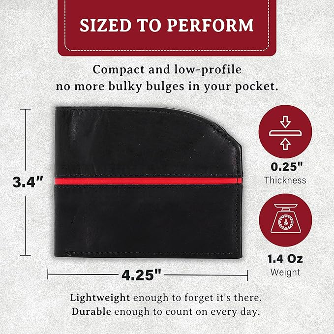 ROGUE WALLET Tailored Genuine Leather Wallets – RFID Blocking, Durable & Stylish Front-Pocket Comfort - Holds 6–8 Credit Cards, ID Window, Extra Storage Pockets & More (Redline)