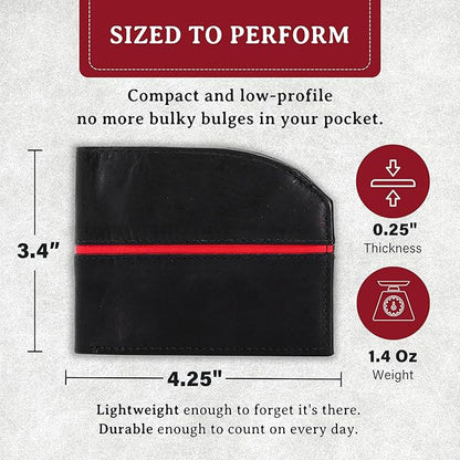 ROGUE WALLET Tailored Genuine Leather Wallets – RFID Blocking, Durable & Stylish Front-Pocket Comfort - Holds 6–8 Credit Cards, ID Window, Extra Storage Pockets & More (Redline)