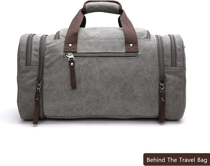 Duffle Bag for Travel,Overnight Weekend Gym Carry On Luggage Bag, 50L Travel Bag for Men Women, Expandable Spacious Travel Duffel Bag,Expandable spacious large capacity, Waterproof canvas (grey)